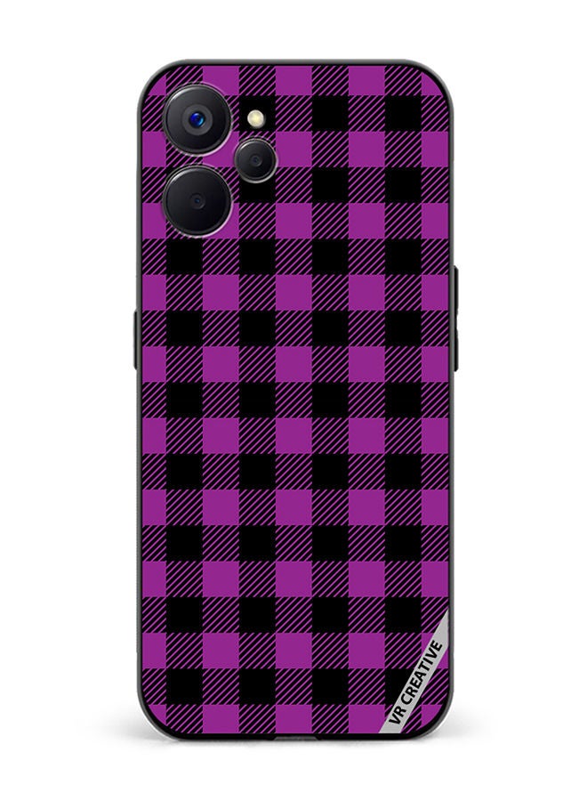 VR CREATIVE Protective Case Cover For Realme 10 5G Purple And Black Chequered Design Seamless Pattern Design Multicolour - Image 1