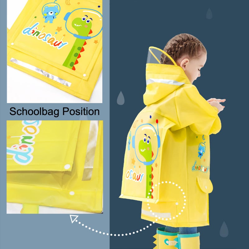 Fewlby Kids Raincoats For Girls Boys Waterproof Rain Jacket Cartoon Dinosaur Children Toddler Rain Wear Children Rain Poncho 3XL Size 11-12 Years - Image 3