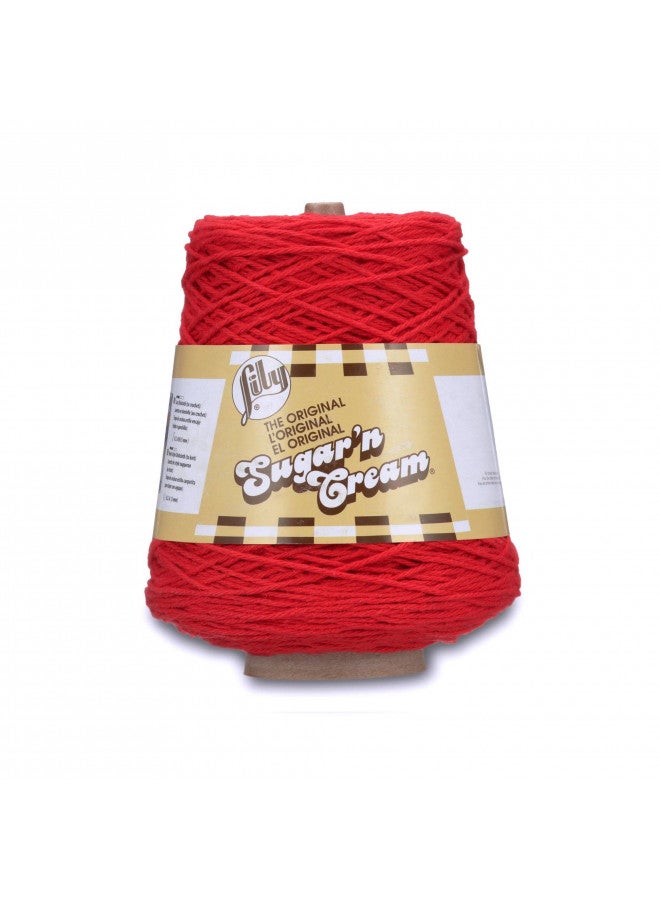 Lily Sugar'n Cream Cotton Cone Yarn, 14 oz, Red, 1 Cone - Image 1