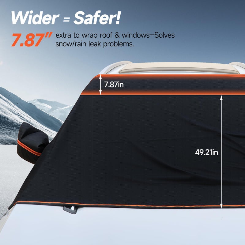WEAREN Winter Windshield Covers for Ice and Snow Windshield Frost Cover for Car Heavy Duty Windshield Hail Protector 600D Car Frost and Ice Removal for Truck SUV - Image 3