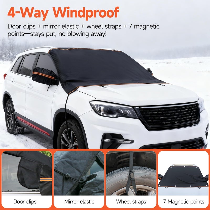 WEAREN Winter Windshield Covers for Ice and Snow Windshield Frost Cover for Car Heavy Duty Windshield Hail Protector 600D Car Frost and Ice Removal for Truck SUV - Image 4