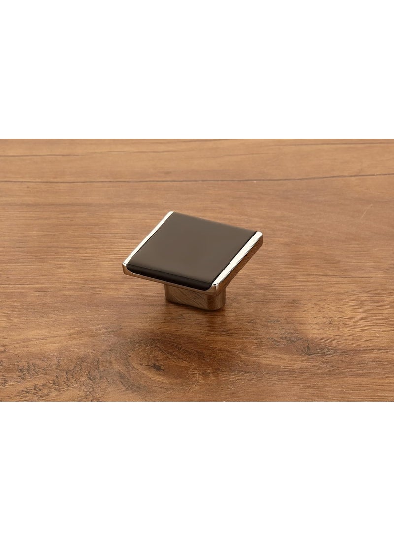 HARMONUS HARMONUS Knobs for Drawer Cabinets KnobBlack CP Wardrobe Kitchen Door Pull Handle Knobs Square Shape Drawer Knob KNOBS201 Pack of 6  - Image 1