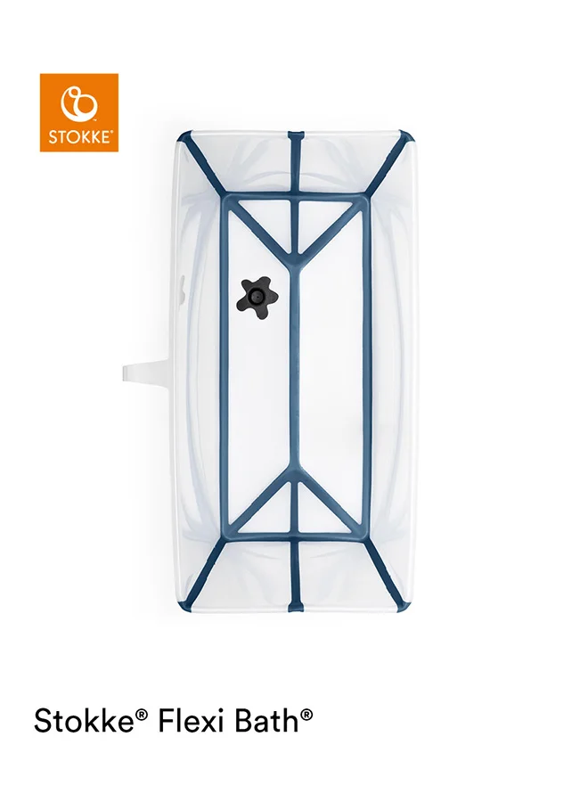 STOKKE Flexi Bath Heat Sensitive Plug Baby Bath With Newborn Support, Transparent Blue