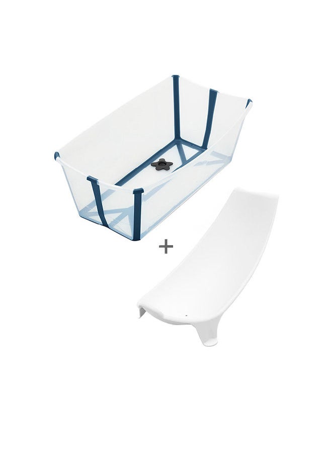 STOKKE - Flexi Bath Heat Sensitive Plug Baby Bath With Newborn Support, Transparent Blue - Image 1