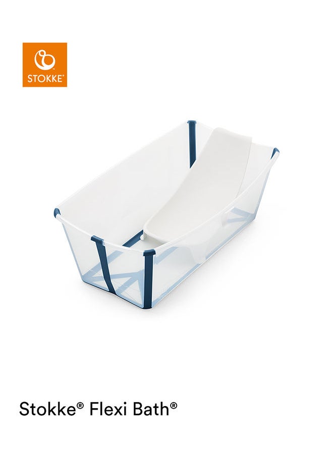 STOKKE - Flexi Bath Heat Sensitive Plug Baby Bath With Newborn Support, Transparent Blue - Image 1