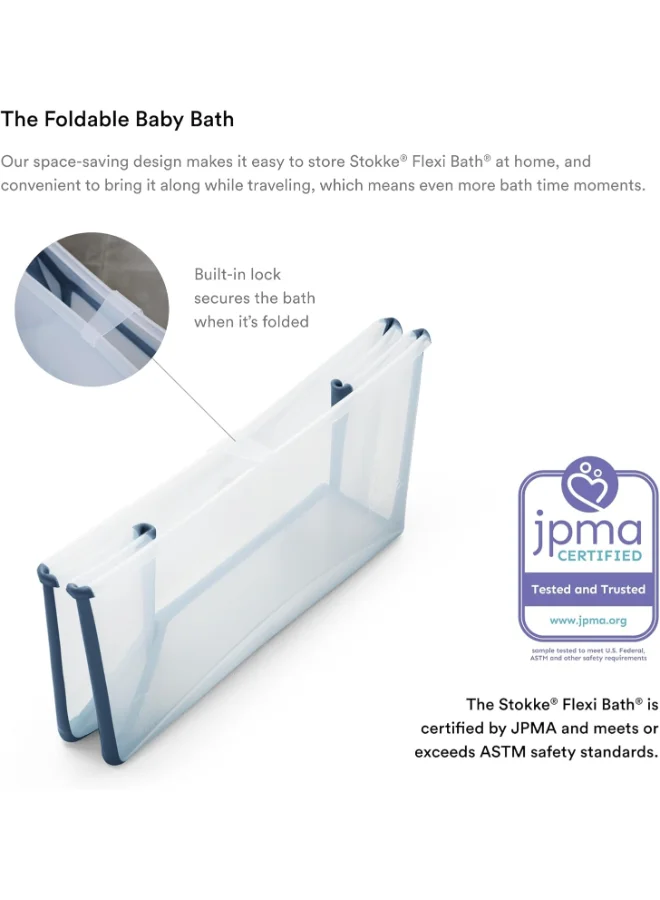 STOKKE Flexi Bath Heat Sensitive Plug Baby Bath With Newborn Support, Transparent Blue