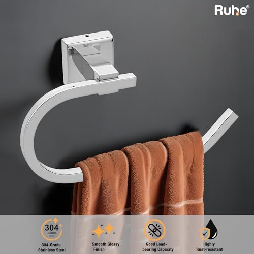 Ruhe® Square Towel/Napkin Ring | 304 Grade Stainless Steel Wall Mounted Square Towel Ring/Napkin Ring (Chrome Finish) - Image 2