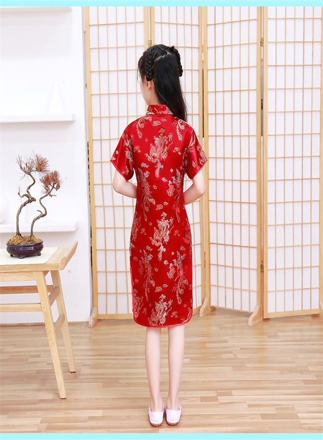 Loquat Little Girl Summer Fashionable Princess Dress Big Red,  - Image 3