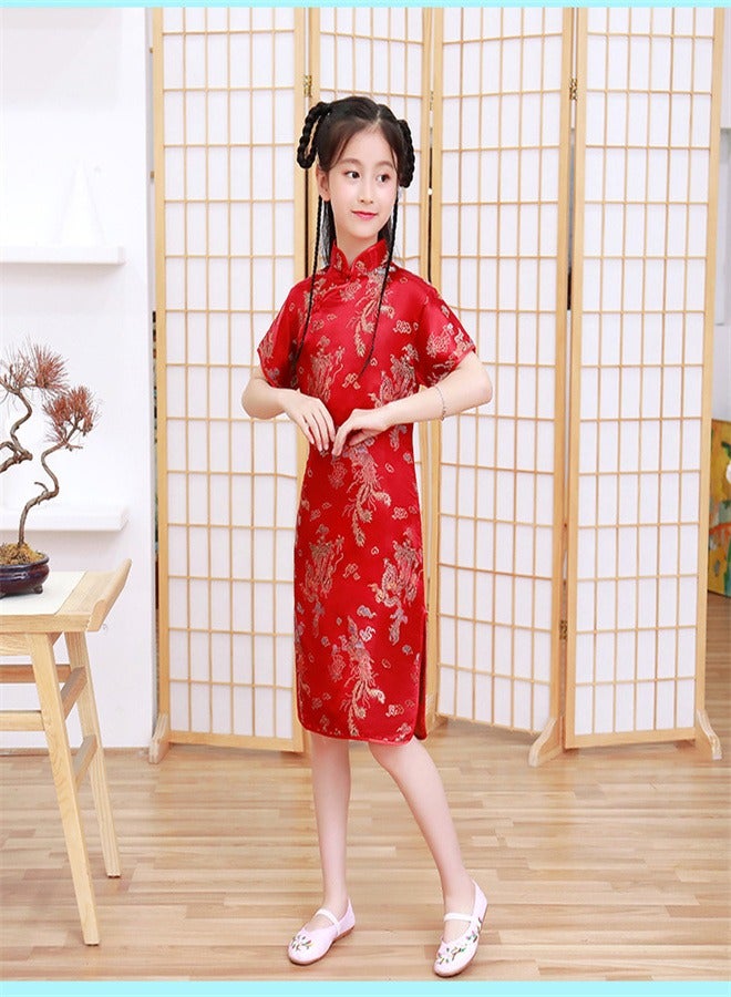 Loquat Little Girl Summer Fashionable Princess Dress Big Red,  - Image 2