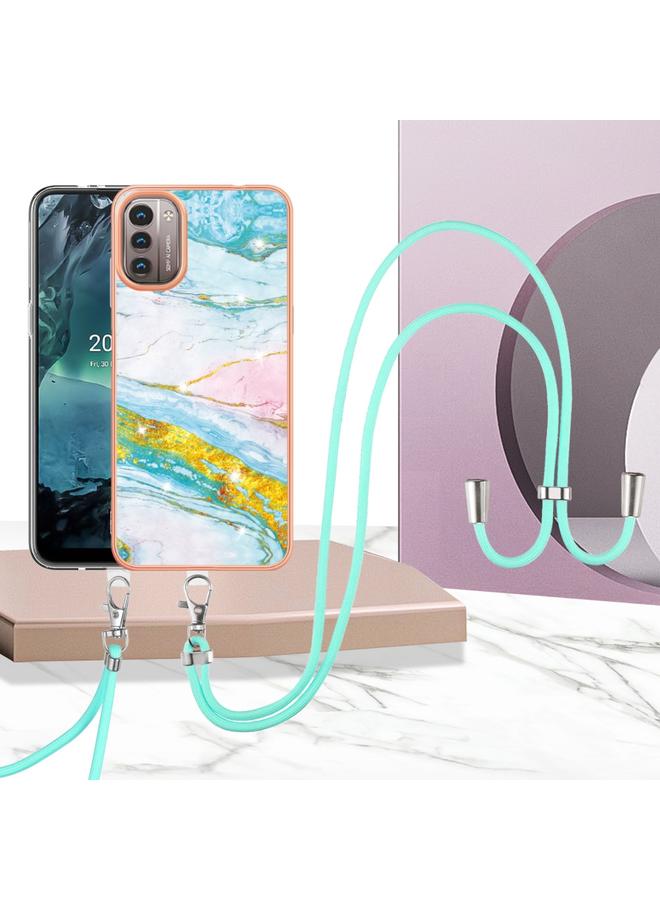 اس-توب جراب لهاتف Nokia G21 / G11 بنمط رخامي مطلي بالكهرباء من مادة TPU مع حبل تعليق - Image 2