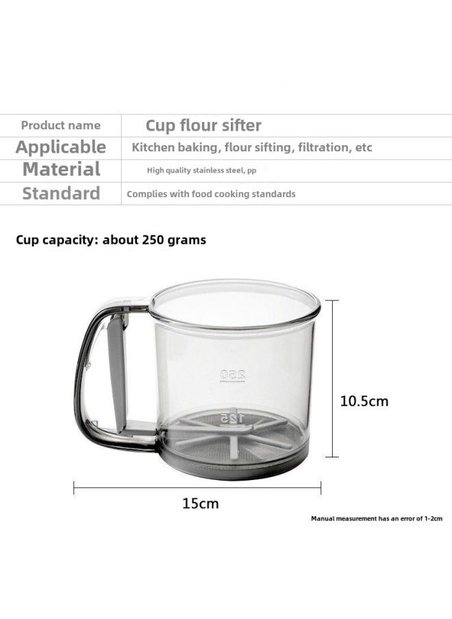 Generic - Hand-held Semi-automatic Flour Sieve Household Flour Filter Mesh Sieve Baking Tools Leakage Mesh Sieve Sprinkling Artifact-Specifications:Cup Shape + Cowhide Box - Image 1
