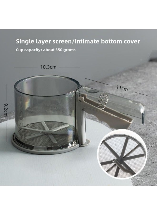 Generic - Hand-held Semi-automatic Flour Sieve Household Flour Filter Mesh Sieve Baking Tools Leakage Mesh Sieve Sprinkling Artifact-Specifications:Cup Shape + Cowhide Box - Image 1