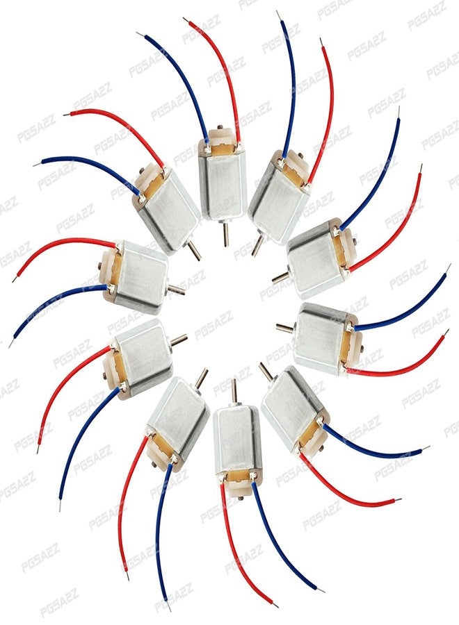 pgsa2z™ 10 pcs new 6v-9v standard dc motor toy motor dc 6v- 9v high speed with wire-Brown - Image 1