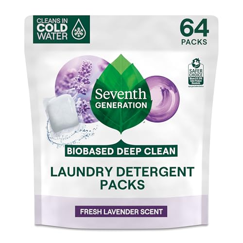 Seventh Generation Laundry Detergent Packs Lavender Biobased Deep Clean EPA Safer Choice Certified 64 Count