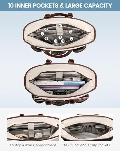 Lovevook حقيبة توت للمعلمات من LOVEVOOK للنساء للعمل، حقيبة لابتوب للممرضات، حقيبة متعددة الاستخدامات للعمل/السفر/الجامعة/اليومي، حقيبة كمبيوتر احترافية كبيرة مع جيوب متعددة - Image 2