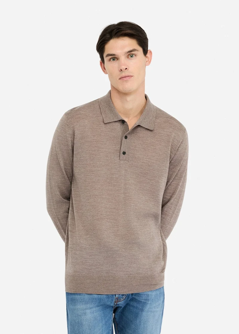 ليو جو قميص بولو صوف الميرينو