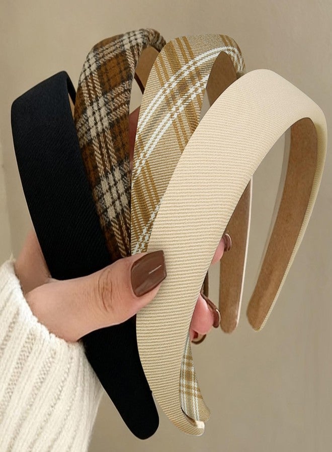 Huachi Headbands for Women Trendy Non Slip Headbands 1 inch Wide Cute Headband for Girls, Fall Head Bands Elastic Hair Bands Fashion Hair Accessories 4PCS - Image 1
