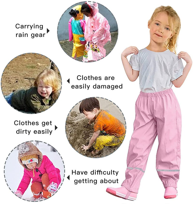 QILUCKY 4-5 YEAR Unisex Kids' Waterproof & Windproof Rain Pants - Image 4