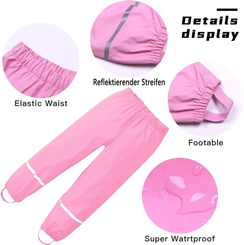 QILUCKY 4-5 YEAR Unisex Kids' Waterproof & Windproof Rain Pants - Image 3