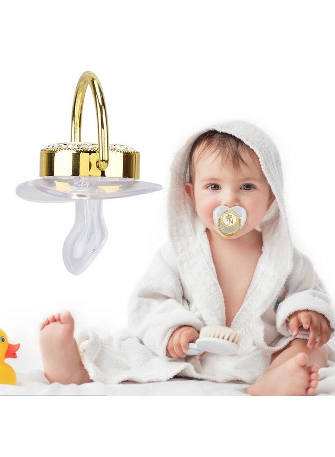 Focket Pacifier Clips Baby Girl, 26 Letter Rhinestone Baby Pacifier with Name Initial Letter, Curved Bling Pacifier for Girl, Newborn Baby Girl Pacifiers Clips, Baby Shower Birthday Gifts (N) - Image 1