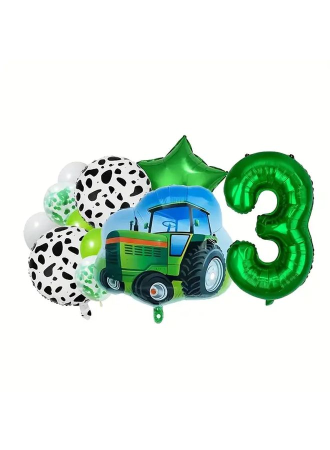 Farm Truck Balloon Set With Cow Round Ball And Green Star 12pcs Including Number 4 - Image 5