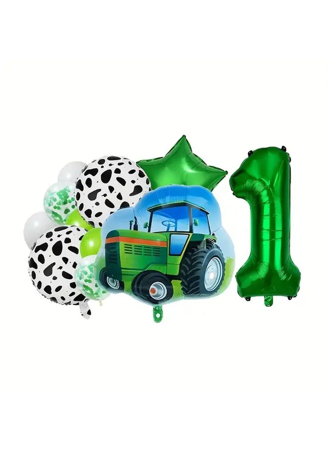 Farm Truck Balloon Set With Cow Round Ball And Green Star 12pcs Including Number 4 - Image 3