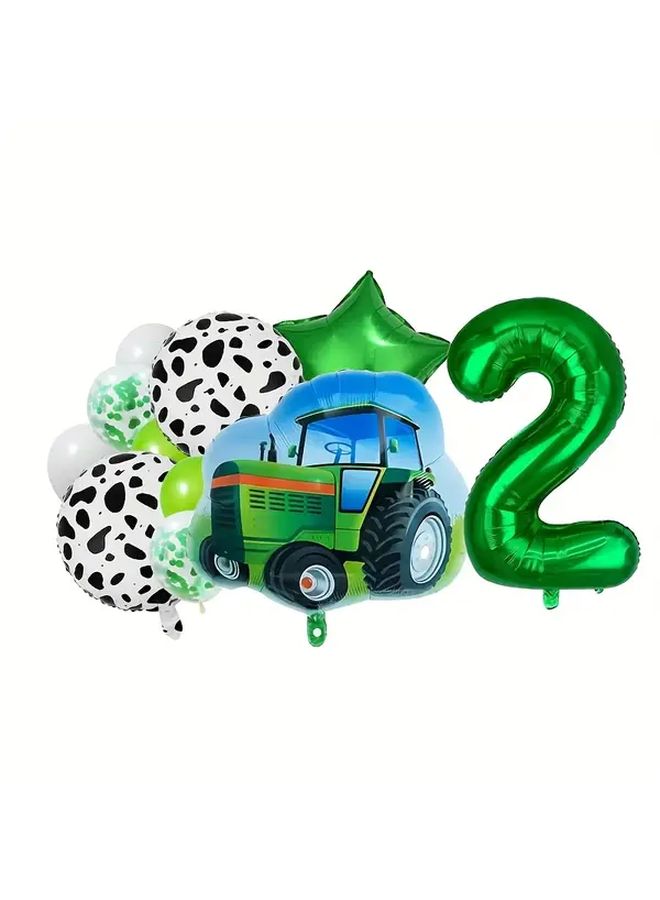 Farm Truck Balloon Set With Cow Round Ball And Green Star 12pcs Including Number 4 - Image 4