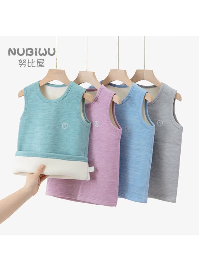 Nubiwu Kids Vest Girls Autumn Winter Fleece Lined Warm Innerwear Baby Thickened Close-fitting Underwear Boys Clothing