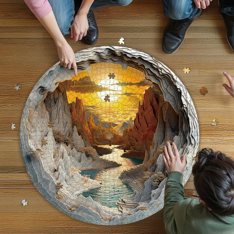 masseruon 1000 Pieces Jigsaw Puzzle for Adults–3D Sunset Canyon, 26.6 x 26.6in Impossible Difficult Hard Challenging Jigsaw Puzzles, Perfect Christmas Birthday Party Home Decor Gift - Image 3