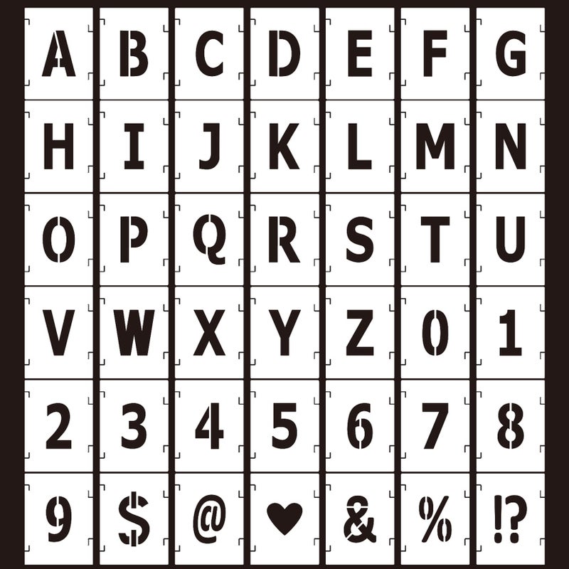 Reusable Plastic Alphabet Stencils 42Pcs 2 Inch Letter Number Templates for Painting on Wood Wall Glass Fabric Rock Canvas Chalkboard Signage