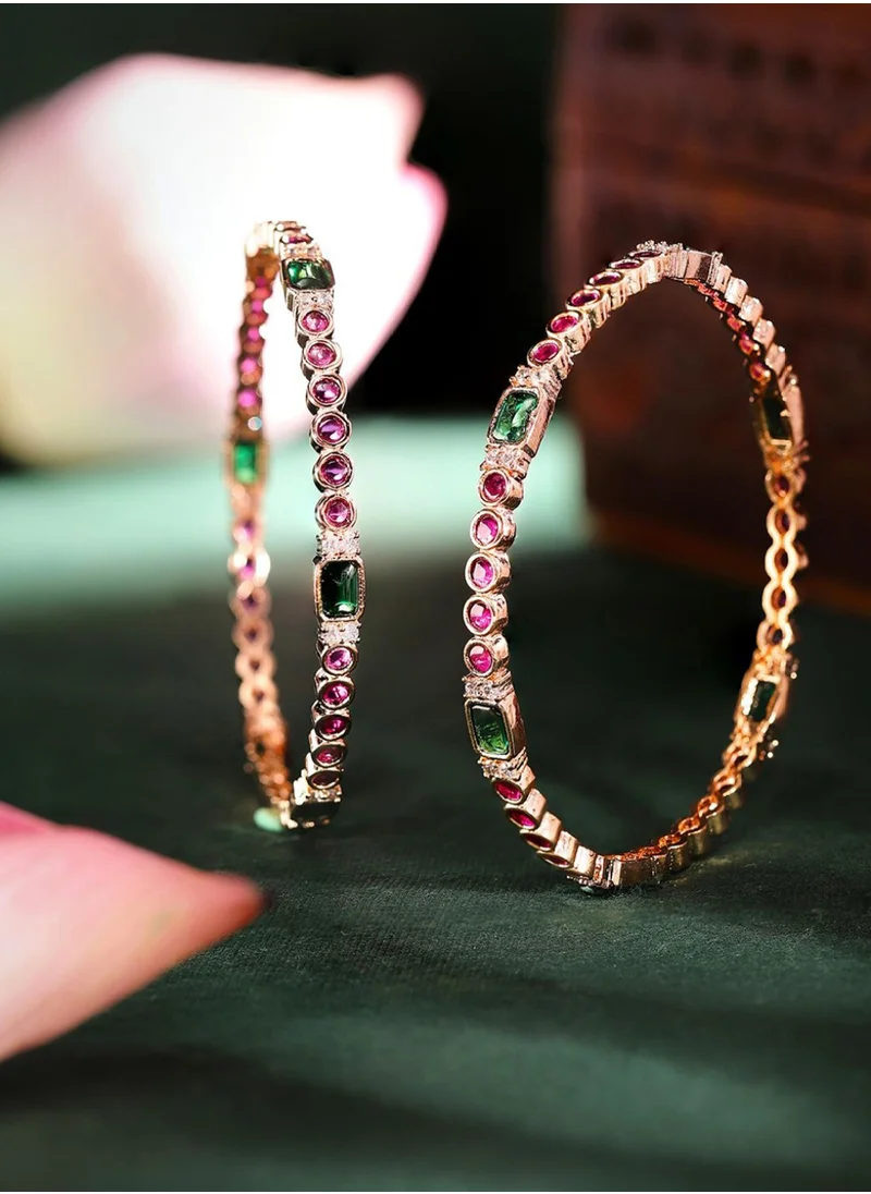 برياسي Set Of 2 Plated American Diamond-Studded Bangles