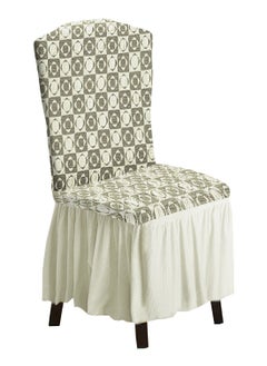 Fabienne 6-Piece Woven Jacquard Stretch Fit Dining Chair Covers Set Cream  - Image 5