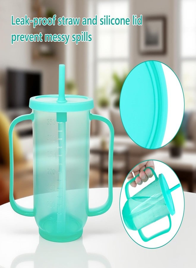 ACUDUDOMA Adult Sippy Cups for Elderly, 12oz Spill Proof Cup with 2 Handles Plastic Elderly Sippy Cup with Straw and Lid, Suitable for for Seniors and Adults, Great for Water, Milk, and Soup - Image 2