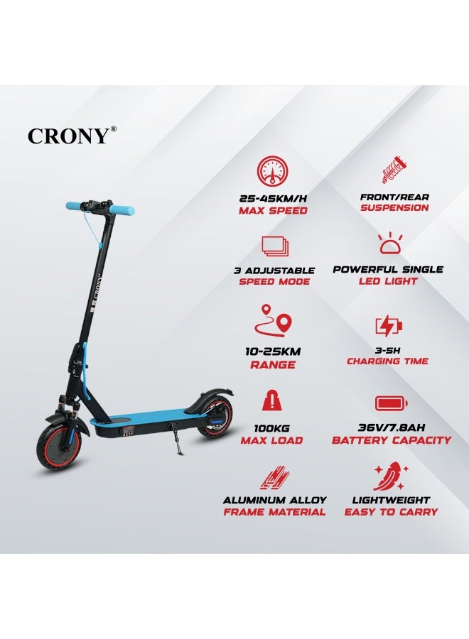 كروني سكوتر كهربائي M365 سريع الحركة بنظام تعليق أمامي، أقصى سرعة 40 كم/ساعة، إطارات عسلية 8.5 بوصة، 36 فولت/7.8 أمبير/ساعة، فرامل قرص هيدروليكية خلفية، سكوتر كهربائي، سهل الطي، دراجة كهربائية محمولة للبالغين والأطفال، لوح تزلج بوزن 120 كجم مع جرس، إطار من الألومنيوم 21 كجم، أداة تنقل حضري، نظام تعليق واتصال بالتطبيق، أزرق - Image 5