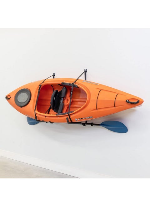 Roanoke Kayak Storage Rack, Holds 100 Lbs, Kayak Wall Mount Hooks, Kayak Rack For Garage, Space Efficient Indoor Kayak Holder, Solid Steel, Protective Padding