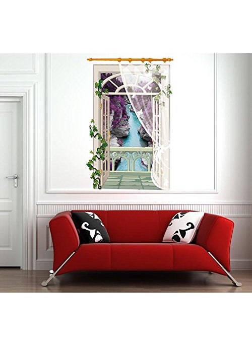 Syga SYGA 3D Window Mountain View Decals Design Wall Stickers SK_FUYY_A  - Image 1