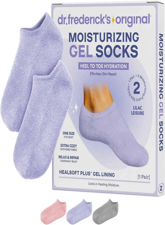Dr. Frederick's Original Dr. Frederick’s Original Moisturizing Gel Socks for Men & Women – Dry Feet & Cracked Heel Treatment – Full Foot Gel Lining with Mango Butter, Shea Butter, Jojoba & Coconut Oil (Lilac Leisure) - Image 1