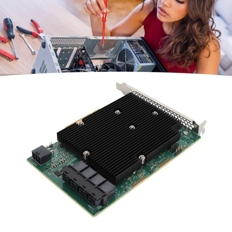 بطاقة تحكم تدفق الأحداث HBA SAS LSI 9300 16I بطاقة تحكم HBA منفذين SATA SAS 16 سرعة 12 جيجابت في الثانية متوافقة مع ويندوز ولينكس وفيرموور وفراي بي إس دي - Image 4
