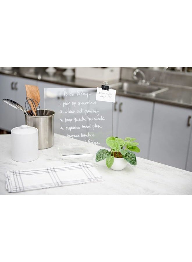RUSSELL+HAZEL لوحة ملاحظات أكريليك من راسل + هازل، لوحة مسح جاف وقلم، شفافة 12” × 6” × 11.5” (31384) - Image 2
