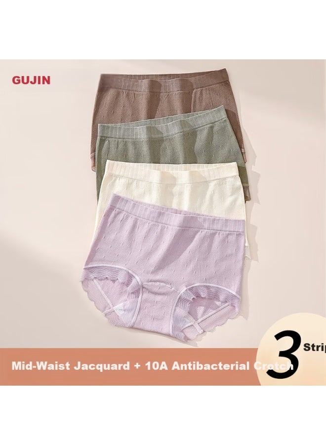 Gujin Plus Size Women's Cotton High Elastic Breathable Antibacterial Mid-aged And Elderly Extended Crotch Tummy Control Briefs 10a - Image 1