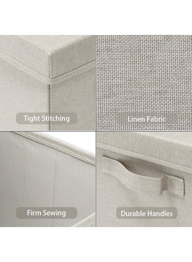 HOONEX Foldable Storage Bins with Lids 2 Pack Storage Boxes with Carrying Handles and Sturdy Heavy Cardboard 165 L x 118 W x 75 H for Shoes Books Clothes Linens Beige - Image 4