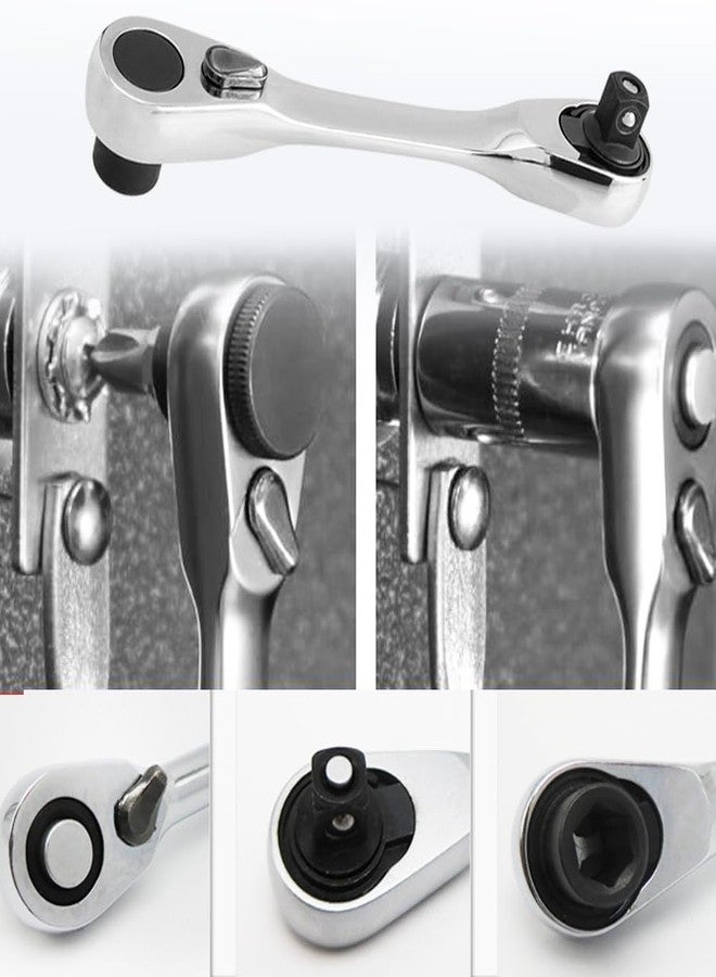 آيتش مفتاح ربط صغير من Eyech مقاس 1/4 بوصة مزود بمقبس ومفك براغي 72 سنًا ومفتاح ربط سداسي الرأس سريع الفك ومفتاح ربط مزدوج الاستخدام وأدوات يدوية متعددة الوظائف - Image 4