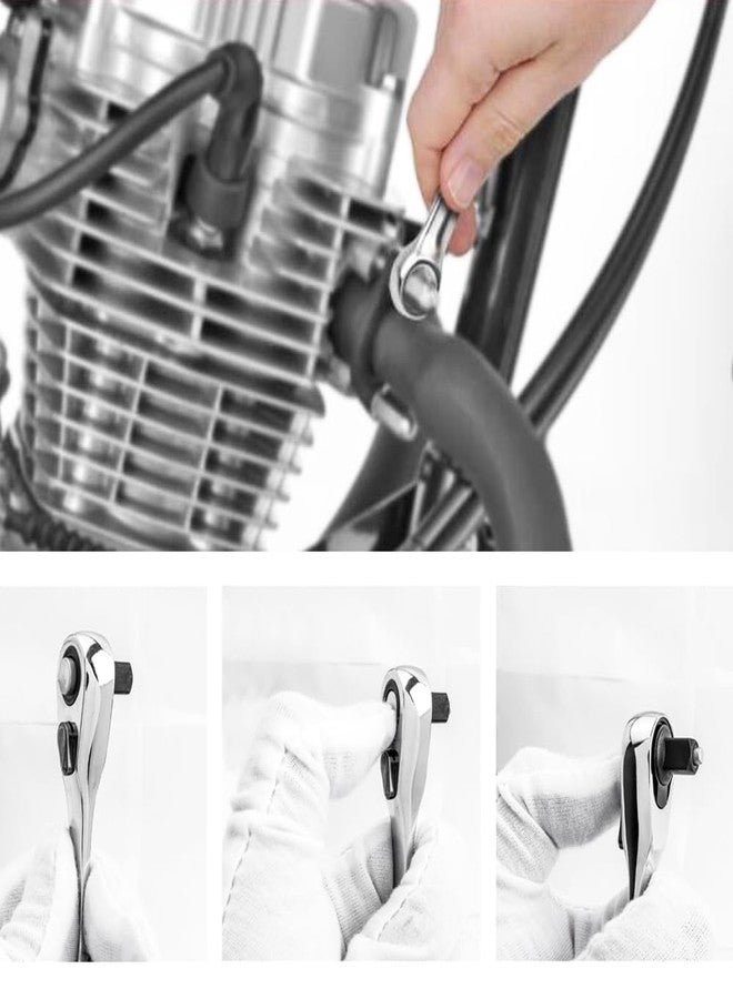 آيتش مفتاح ربط صغير من Eyech مقاس 1/4 بوصة مزود بمقبس ومفك براغي 72 سنًا ومفتاح ربط سداسي الرأس سريع الفك ومفتاح ربط مزدوج الاستخدام وأدوات يدوية متعددة الوظائف - Image 5