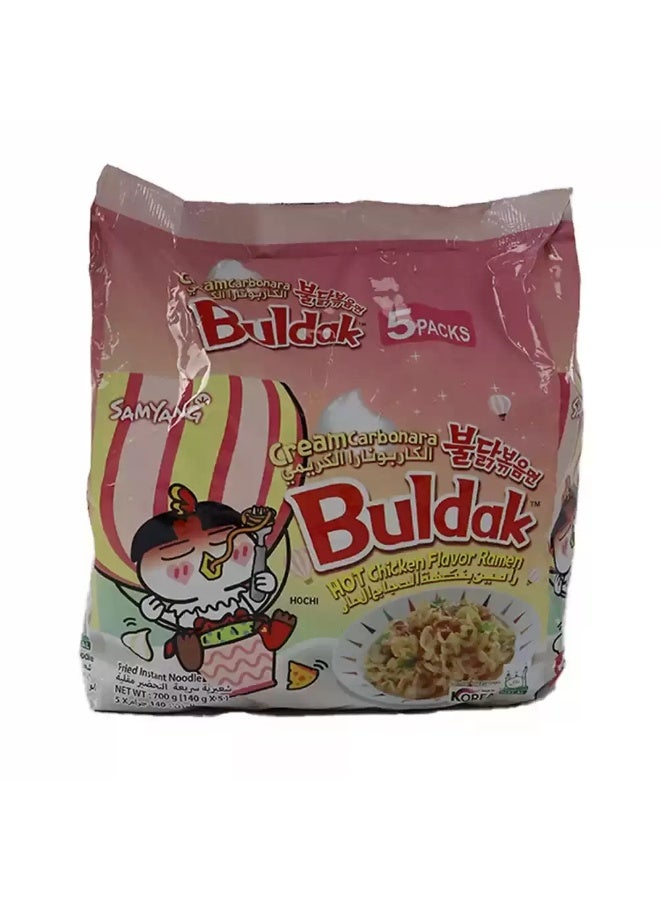 Buldak نودلز رامين بنكهة الدجاج الحار كريمة بولداك - 5X140 جرام - Image 1