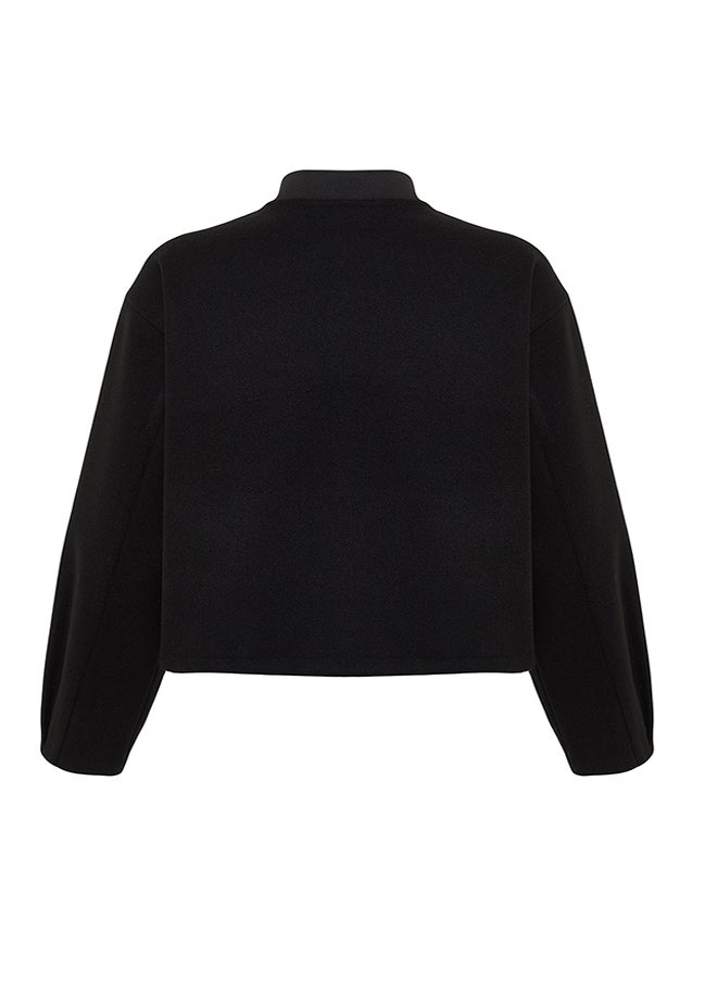 trendyol - Black Oversize Stamp Bomber Jacket Coat TWOAW25MO00053 - Image 1