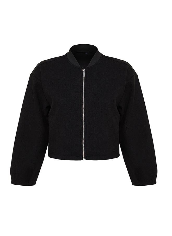 trendyol - Black Oversize Stamp Bomber Jacket Coat TWOAW25MO00053 - Image 1