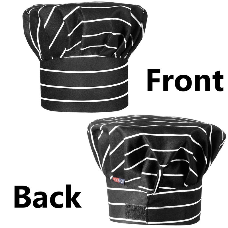 Satinior SATINIOR 2 Pcs Chef Costume for Women Men Chef Hat Apron Set for Adult Baker Apron Hat for Cooking Cosplay(White  Black Stripe Style)  - Image 2