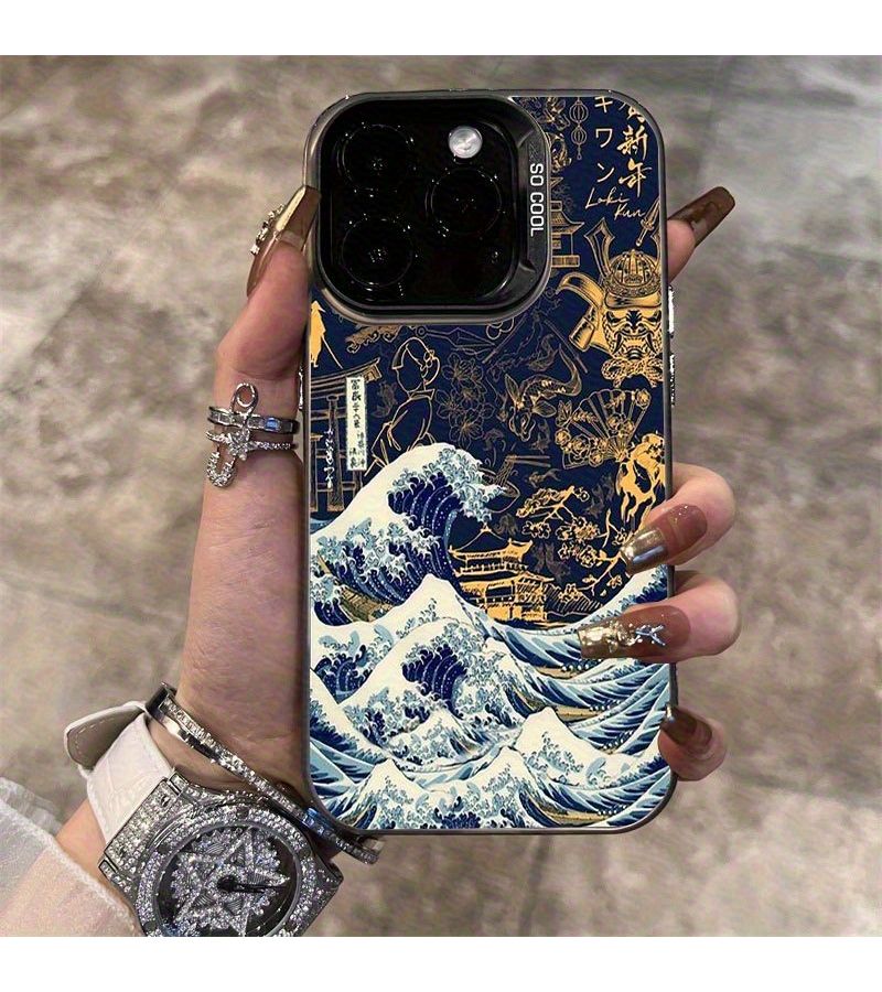 حافظة هاتف متوافقة مع iPhone 11 Pro، أسود، TPU، متينة، مقاومة للسقوط، حماية جمالية، غطاء بنمط الموج الكلاسيكي القديم. - Image 3