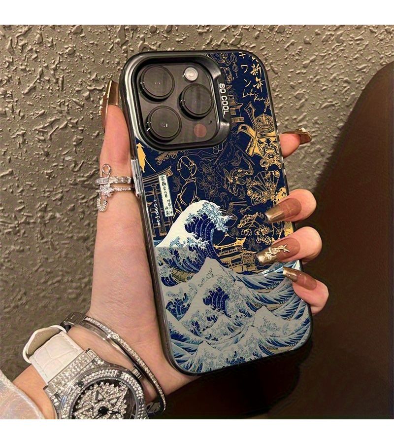 حافظة هاتف متوافقة مع iPhone 11 Pro، أسود، TPU، متينة، مقاومة للسقوط، حماية جمالية، غطاء بنمط الموج الكلاسيكي القديم. - Image 1