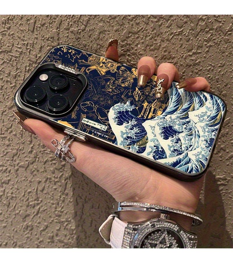 حافظة هاتف متوافقة مع iPhone 11 Pro، أسود، TPU، متينة، مقاومة للسقوط، حماية جمالية، غطاء بنمط الموج الكلاسيكي القديم. - Image 2
